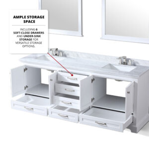 Dukes 80 in. W x 22 in. D White Double Bath Vanity and 30 in. Mirrors