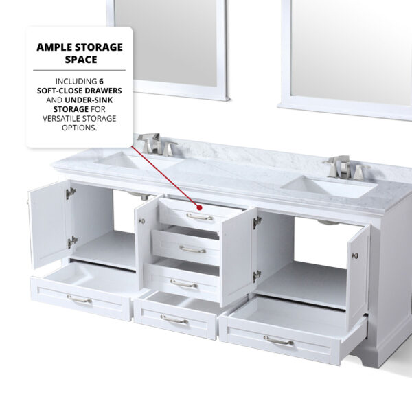 Dukes 80 in. W x 22 in. D White Double Bath Vanity and 30 in. Mirrors