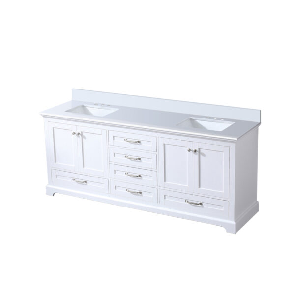 Dukes 80 in. W x 22 in. D White Double Bath Vanity and Cultured Marble Top