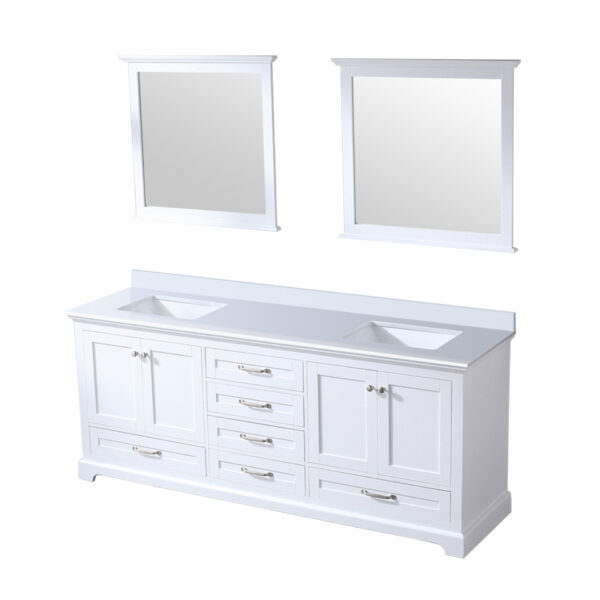 Dukes 80 in. W x 22 in. D White Double Bath Vanity, Cultured Marble Top, and 30 in. Mirrors