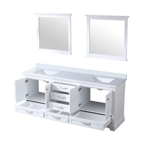 Dukes 80 in. W x 22 in. D White Double Bath Vanity, Cultured Marble Top, and 30 in. Mirrors