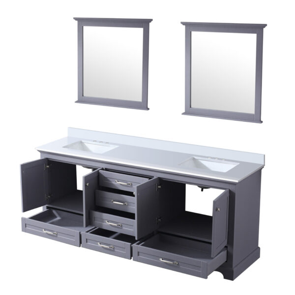 Dukes 80 in. W x 22 in. D Dark Grey Double Bath Vanity, Cultured Marble Top, and 30 in. Mirrors