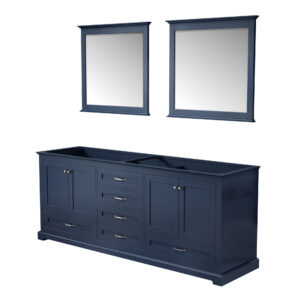 Dukes 80 in. W x 22 in. D Navy Blue Double Bath Vanity and 30 in. Mirrors