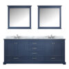 Dukes 80 in. W x 22 in. D Navy Blue Double Bath Vanity, Carrara Marble Top, Faucet Set, and 30 in. Mirrors