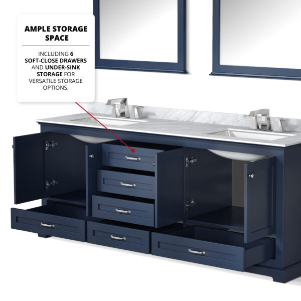 Dukes 80 in. W x 22 in. D Navy Blue Double Bath Vanity and 30 in. Mirrors