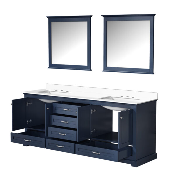 Dukes 80 in. W x 22 in. D Navy Blue Double Bath Vanity, Cultured Marble Top, and 30 in. Mirrors