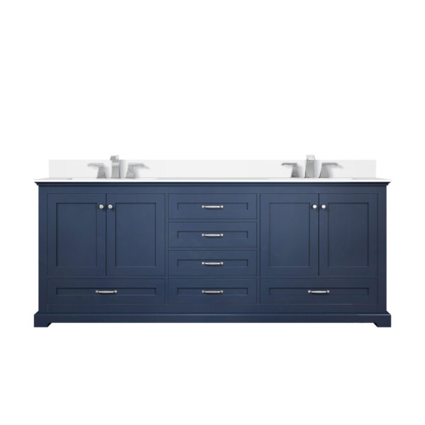 Dukes 80 in. W x 22 in. D Navy Blue Double Bath Vanity, White Quartz Top, and Faucet Set