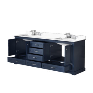 Dukes 80 in. W x 22 in. D Navy Blue Double Bath Vanity, White Quartz Top, and Faucet Set