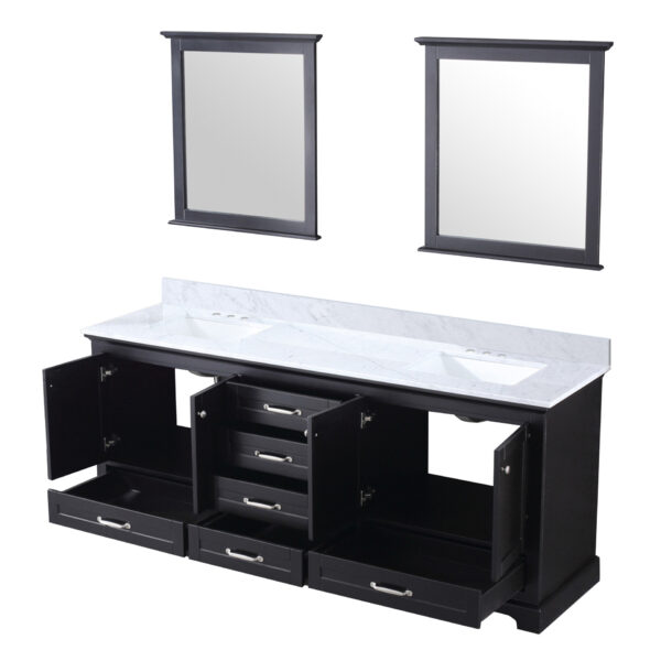 Dukes 80 in. W x 22 in. D Espresso Double Bath Vanity, Carrara Marble Top, and 30 in. Mirrors