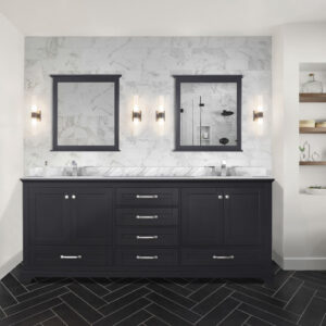 Dukes 80 in. W x 22 in. D Espresso Double Bath Vanity and 30 in. Mirrors