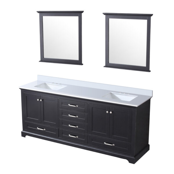 Dukes 80 in. W x 22 in. D Espresso Double Bath Vanity, Cultured Marble Top, and 30 in. Mirrors