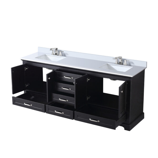 Dukes 80 in. W x 22 in. D Espresso Double Bath Vanity, White Quartz Top, and Faucet Set