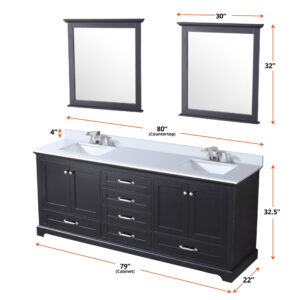 Dukes 80 in. W x 22 in. D Espresso Double Bath Vanity and Cultured Marble Top