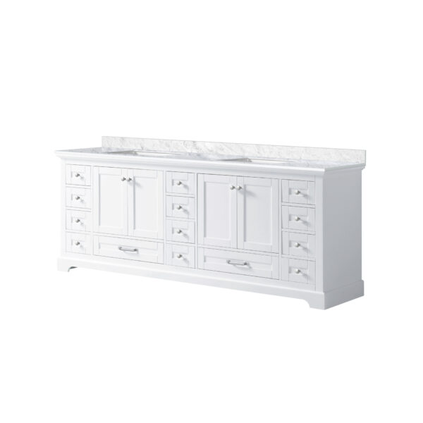 Dukes 84 in. W x 22 in. D White Double Bath Vanity and Carrara Marble Top