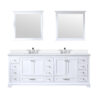 Dukes 84 in. W x 22 in. D White Double Bath Vanity, Cultured Marble Top, Faucet Set, and 34 in. Mirrors