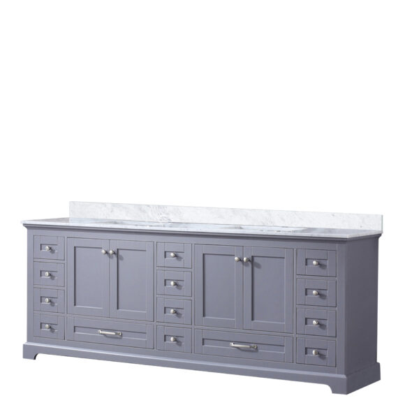 Dukes 84 in. W x 22 in. D Dark Grey Double Bath Vanity and Carrara Marble Top