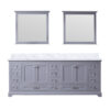 Dukes 84 in. W x 22 in. D Dark Grey Double Bath Vanity, Carrara Marble Top, and 34 in. Mirrors