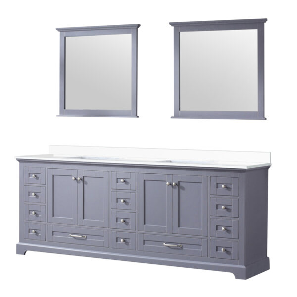 Dukes 84 in. W x 22 in. D Dark Grey Double Bath Vanity, Cultured Marble Top, and 34 in. Mirrors