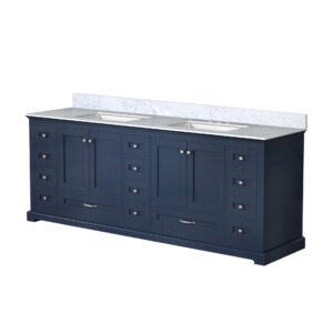 Dukes 84 in. W x 22 in. D Navy Blue Double Bath Vanity and Carrara Marble Top