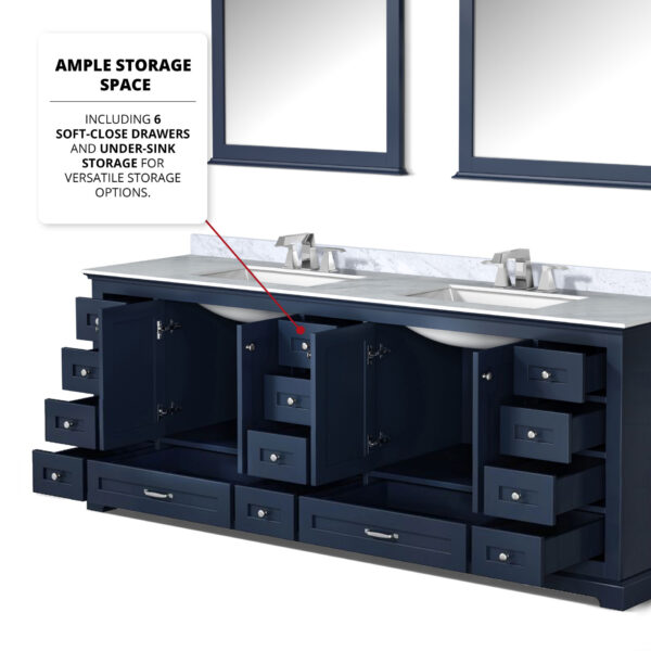 Dukes 84 in. W x 22 in. D Navy Blue Double Bath Vanity and 34 in. Mirrors