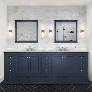 Dukes 84 in. W x 22 in. D Navy Blue Double Bath Vanity and 34 in. Mirrors