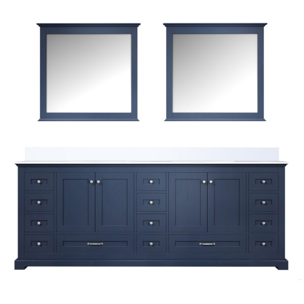 Dukes 84 in. W x 22 in. D Navy Blue Double Bath Vanity, Cultured Marble Top, and 34 in. Mirrors