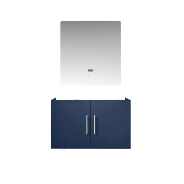 Geneva 30 in. W x 22 in. D Navy Blue Bath Vanity and 30 in. LED Mirror