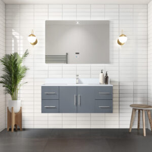 Geneva 48 in. W x 22 in. D Dark Grey Bath Vanity and Cultured Marble Top