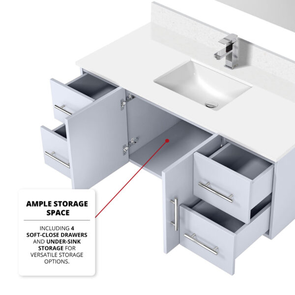 Geneva 48 in. W x 22 in. D Glossy White Bath Vanity and 48 in. LED Mirror