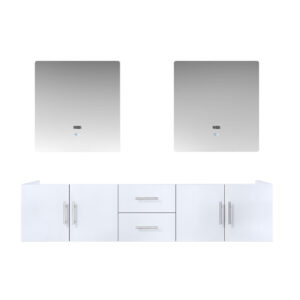 Geneva 80 in. W x 22 in. D Glossy White Double Bath Vanity and 30 in. LED Mirrors