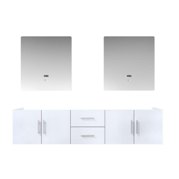 Geneva 80 in. W x 22 in. D Glossy White Double Bath Vanity and 30 in. LED Mirrors