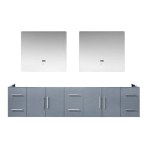 Geneva 84 in. W x 22 in. D Dark Grey Double Bath Vanity and 36 in. LED Mirrors