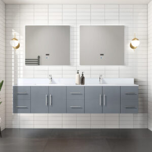 Geneva 84 in. W x 22 in. D Dark Grey Double Bath Vanity and Cultured Marble Top