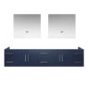 Geneva 84 in. W x 22 in. D Navy Blue Double Bath Vanity and 36 in. LED Mirrors