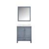 Jacques 30 in. W x 22 in. D Dark Grey Bath Vanity, Carrara Marble Top, and 28 in. Mirror