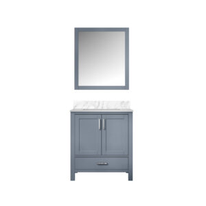 Jacques 30 in. W x 22 in. D Dark Grey Bath Vanity, Carrara Marble Top, and 28 in. Mirror