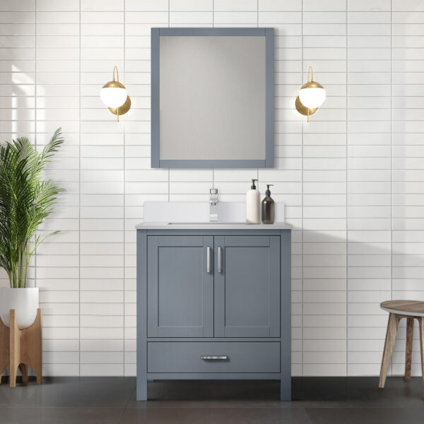 Jacques 30 in. W x 22 in. D Dark Grey Bath Vanity and White Quartz Top