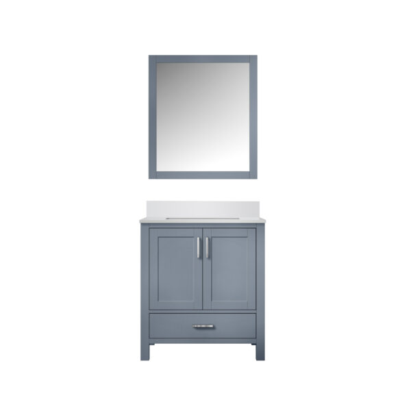 Jacques 30 in. W x 22 in. D Dark Grey Bath Vanity, Cultured Marble Top, and 28 in. Mirror