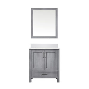 Jacques 30 in. W x 22 in. D Distressed Grey Bath Vanity, Cultured Marble Top, and 28 in. Mirror