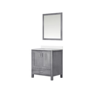 Jacques 30 in. W x 22 in. D Distressed Grey Bath Vanity, Cultured Marble Top, and 28 in. Mirror