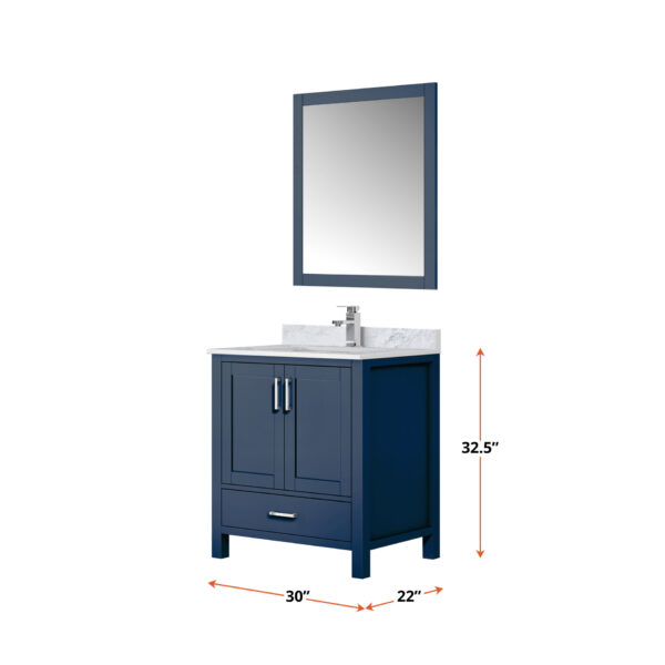 Jacques 30 in. W x 22 in. D Navy Blue Bath Vanity and 28 in. Mirror