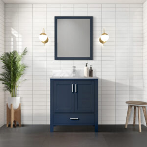 Jacques 30 in. W x 22 in. D Navy Blue Bath Vanity and 28 in. Mirror