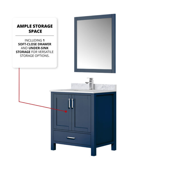 Jacques 30 in. W x 22 in. D Navy Blue Bath Vanity and 28 in. Mirror