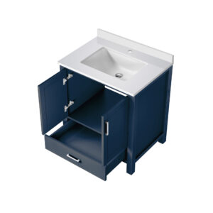 Jacques 30 in. W x 22 in. D Navy Blue Bath Vanity and Cultured Marble Top