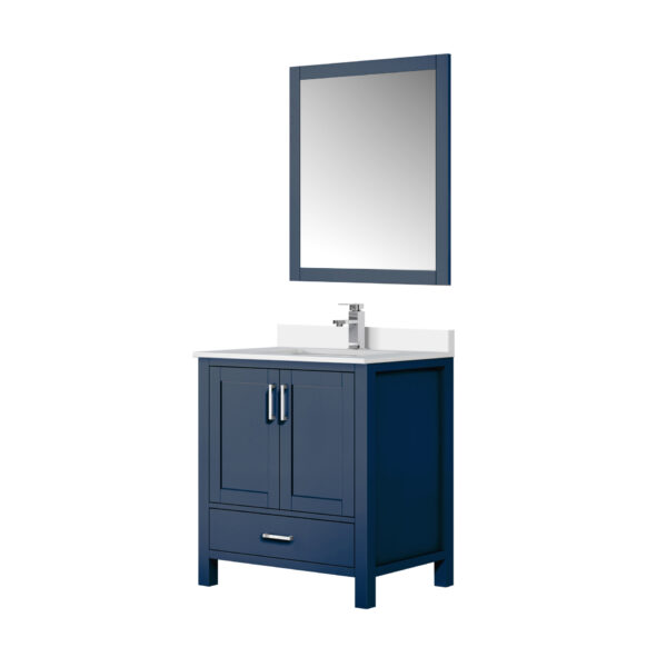 Jacques 30 in. W x 22 in. D Navy Blue Bath Vanity, Cultured Marble Top, Faucet Set, and 28 in. Mirror