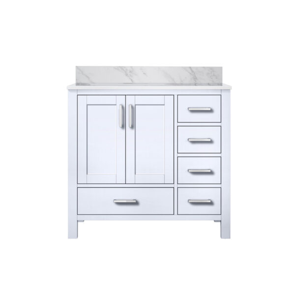 Jacques 36 in. W x 22 in. D Left Offset White Bath Vanity and Carrara Marble Top