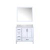 Jacques 36 in. W x 22 in. D Right Offset White Bath Vanity, Carrara Marble Top, and 34 in. Mirrors