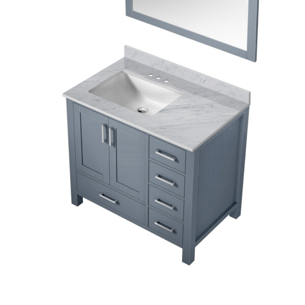 Jacques 36 in. W x 22 in. D Left Offset Dark Grey Bath Vanity, Carrara Marble Top, and 34 in. Mirrors