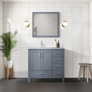 Jacques 36 in. W x 22 in. D Left Offset Dark Grey Bath Vanity and Cultured Marble Top