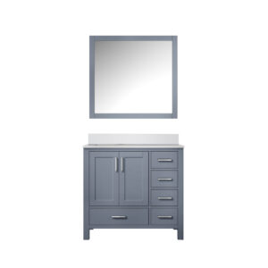 Jacques 36 in. W x 22 in. D Left Offset Dark Grey Bath Vanity, Cultured Marble Top, and 34 in. Mirror